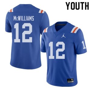 Youth Florida Gators #12 C.J. McWilliams NCAA Jordan Brand Royal Throwback Alternate Authentic Stitched College Football Jersey DMQ6562RC